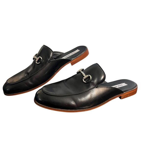 Steve Madden Loafers Shoes Mens Size 9.5 Black SWAVEY Horsebit Mule Slip-On - Picture 2 of 11